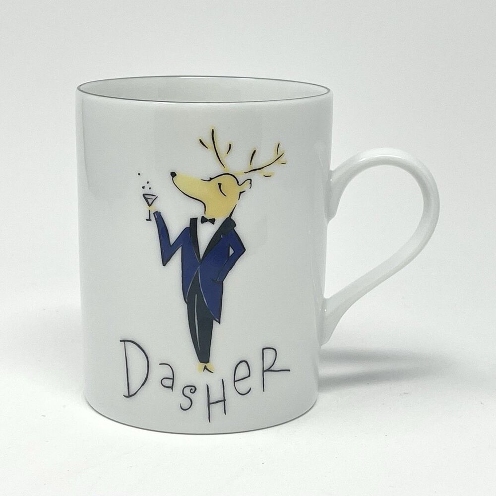 Pottery Barn Reindeer Dasher Christmas Coffee Cocoa Cup Mug 4” Replacement